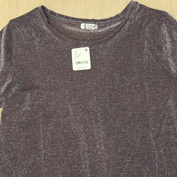 NEW Free People Intimately L Mesh So Well Layering Top Red Wine Metallic NWT - Picture 2 of 11